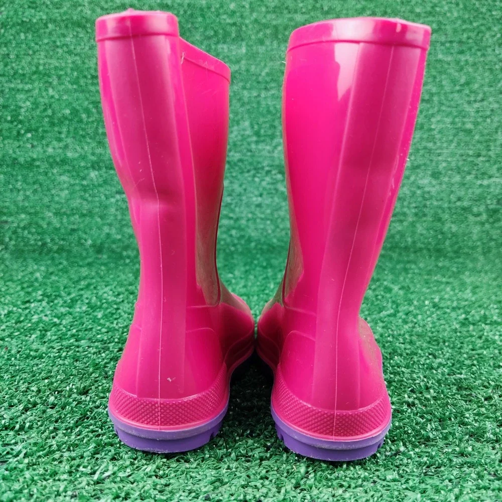 Unbranded Rain Boots Kids 5-6 Pink Purple Rubber Waterproof Made in Canada